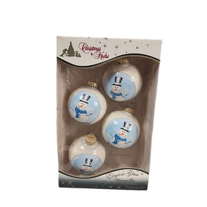 Christmas by Krebs Vintage 4 Glass Ornaments Snowman